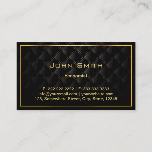 Carte de visite de Dark Luxe Gold Border Economist (Devant)