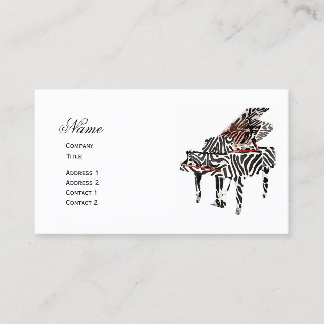 Carte de visite de ~ de piano à queue de zèbre (Devant)