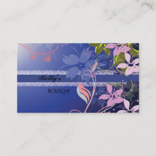 Carte de visite de dentelle de fleurs bleues