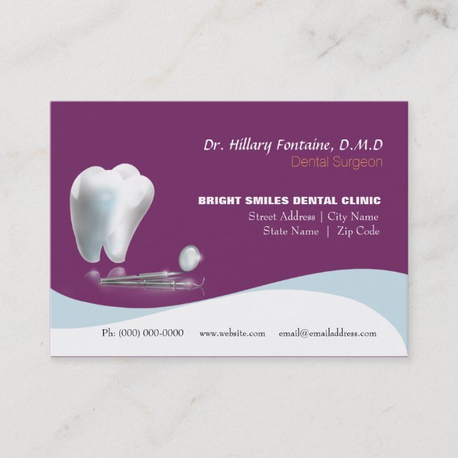 Carte de visite de dentiste avec la carte de (Devant)