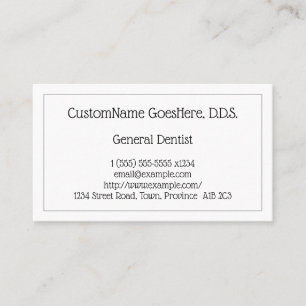 Carte de visite de dentiste général à clé bass