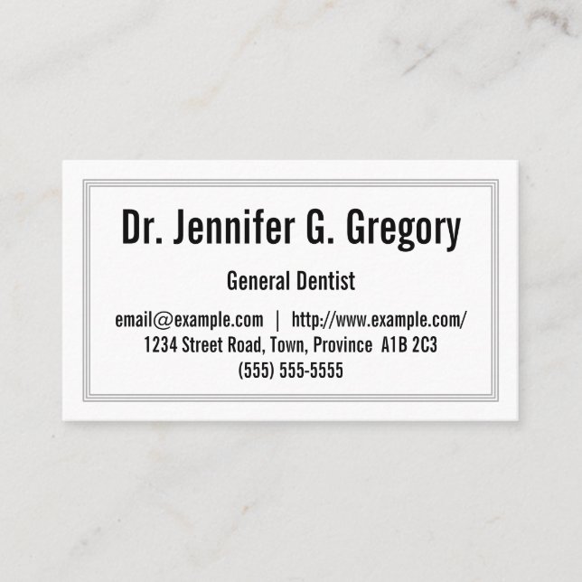 Carte de visite de dentiste général de base et à c (Devant)