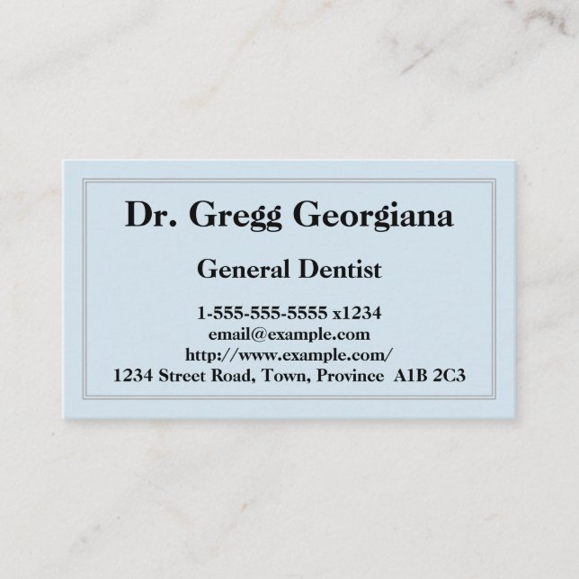 Carte de visite de dentiste général de base et min (Devant)