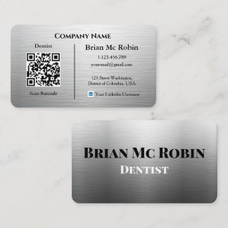 Carte de visite de dentiste logo personnalisé méta