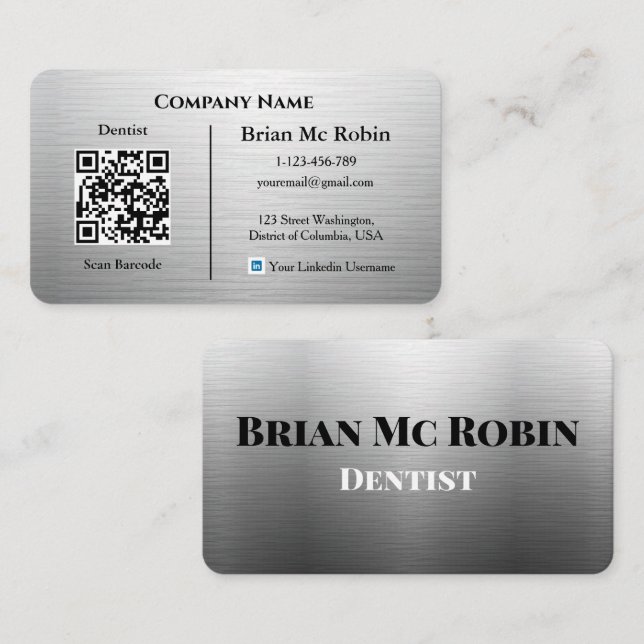 Carte de visite de dentiste logo personnalisé méta (Devant / Derrière)