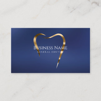 Carte de visite de dentiste Navy & Or Deep Blue
