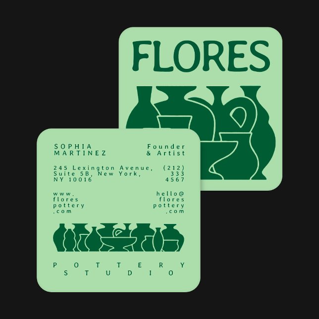 Carte de visite de design en silhouette de vase de (Créateur téléchargé)