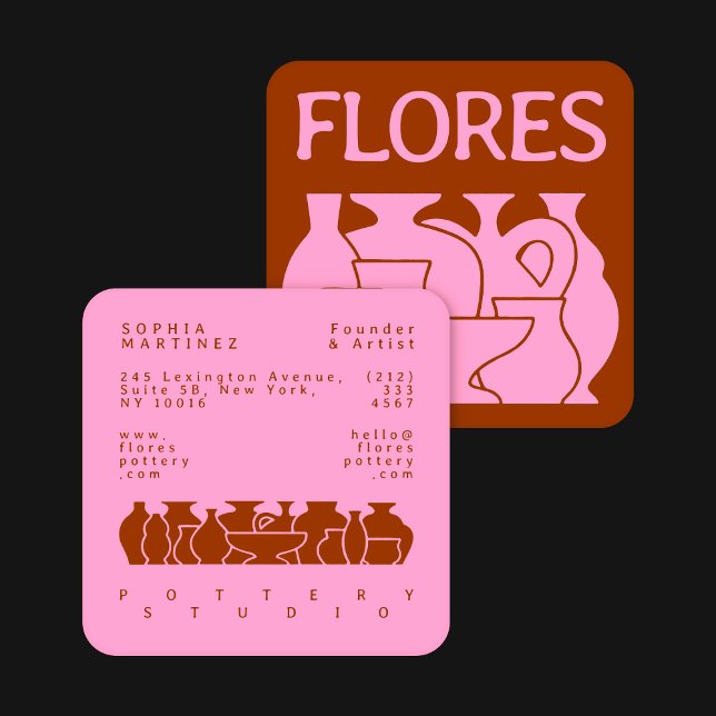 Carte de visite de design en silhouette de vase de (Créateur téléchargé)