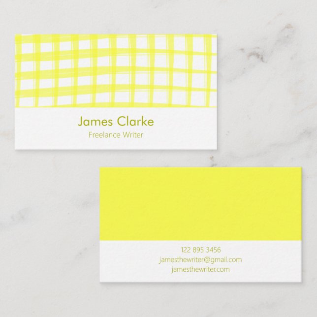 Carte de visite de design en treillis jaune simple (Devant / Derrière)