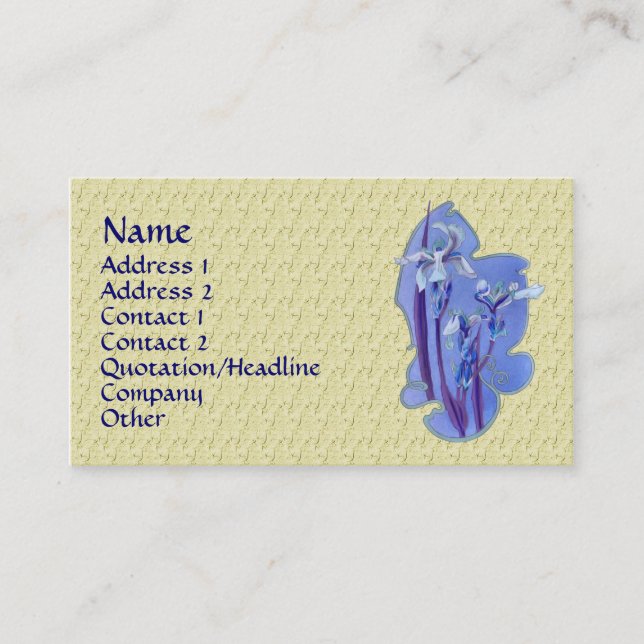 Carte de visite de design Floral Iris bleu (Devant)