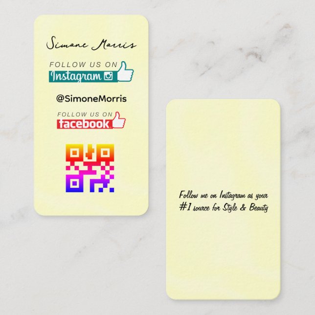 Carte de visite de design jaune (Devant / Derrière)