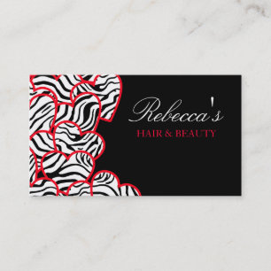 Carte de visite de design Red zebra Hearts