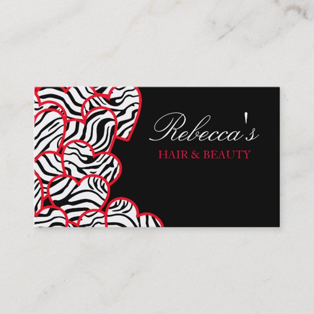 Carte de visite de design Red zebra Hearts (Devant)