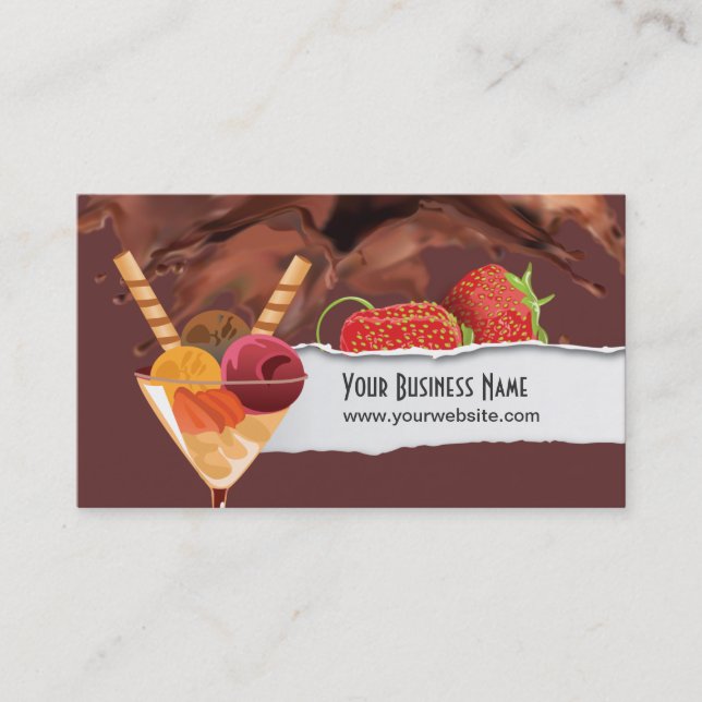 Carte de visite de dessert de crème glacée et choc (Devant)