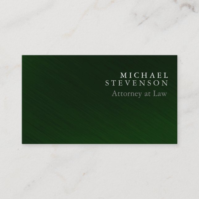 Carte de visite de droit de l'avocat Vert élégant (Devant)