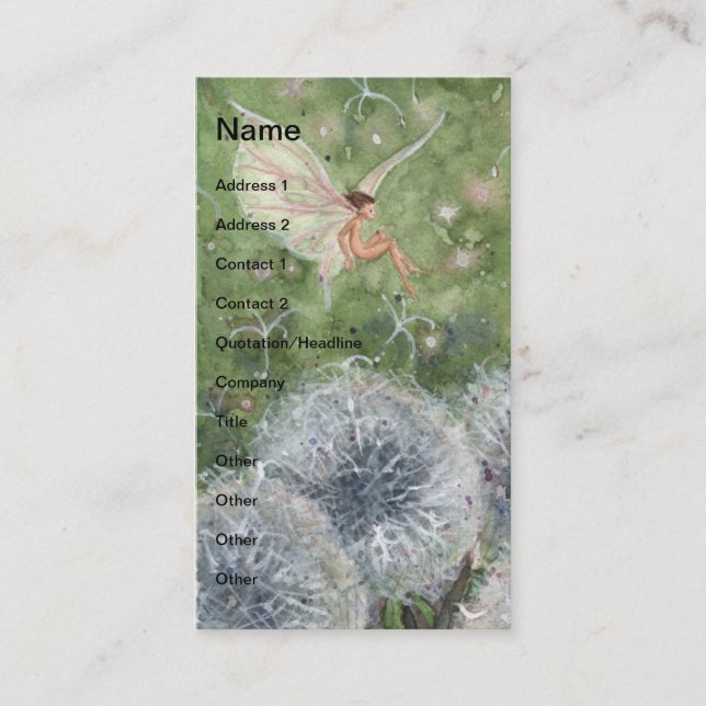 Carte de visite de Fae d'horloge de pissenlit (Devant)