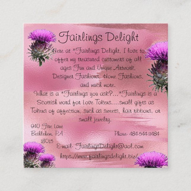 Carte de visite de Fairlings Delight 53086 (Devant)