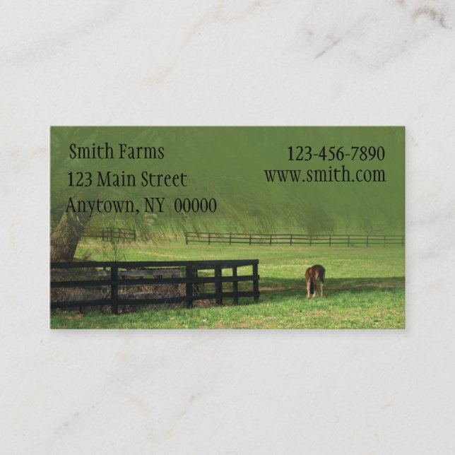 Carte de visite de ferme de cheval (Devant)