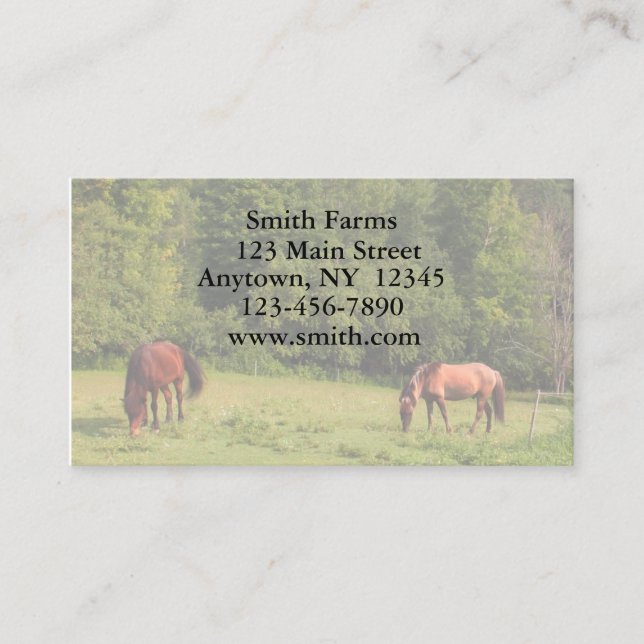 Carte de visite de ferme de cheval (Devant)