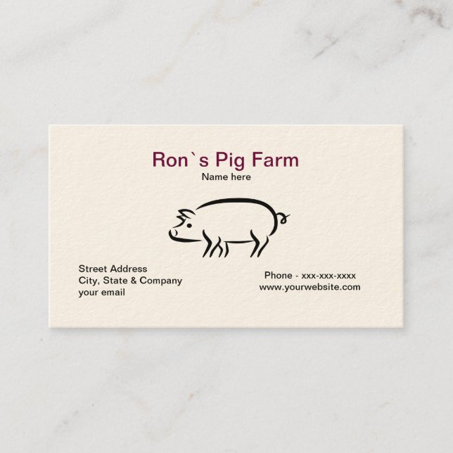Carte de visite de ferme de porc (Devant)