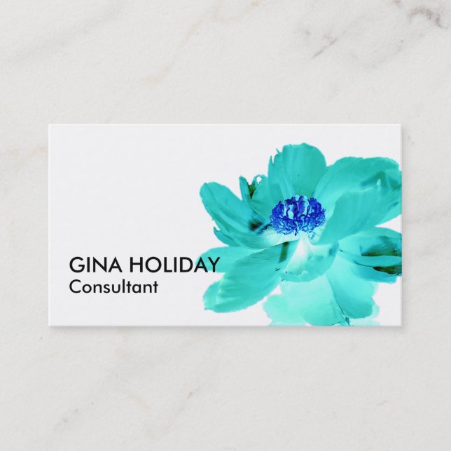 carte de visite de fleur de bleu de turquoise (Devant)