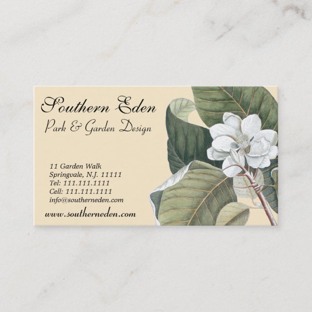 Carte de visite de fleur de magnolia - concepteur (Devant)