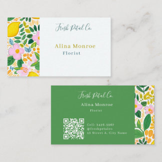 Carte de visite de fleuriste florale au citron fra