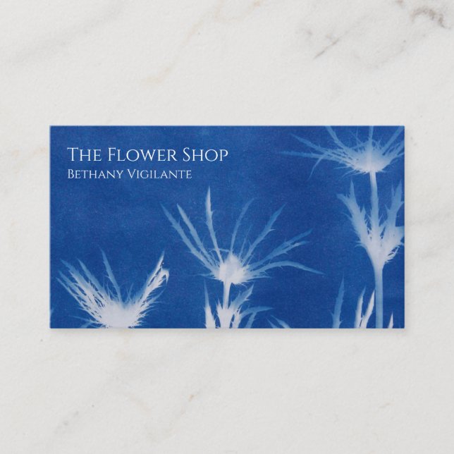 Carte de visite de fleurs bleues (Devant)