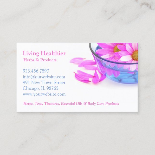 Carte de visite de fleurs de massage spa (Devant)