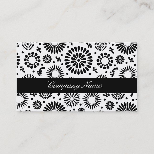 Carte de visite de fleurs noir rétro (Devant)