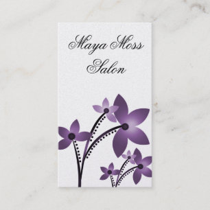 Carte de visite de fleurs radieuses, aubergine