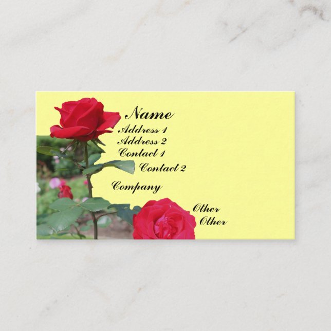 Carte de visite de fleurs Red Roses (Devant)