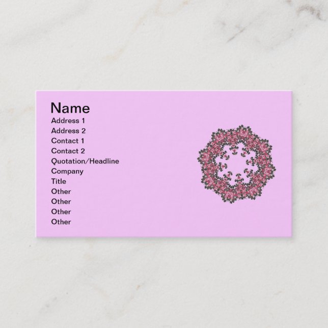 Carte de visite de fleurs roses (Devant)