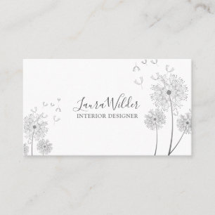 Carte de visite de fleurs soufflées par le vent du