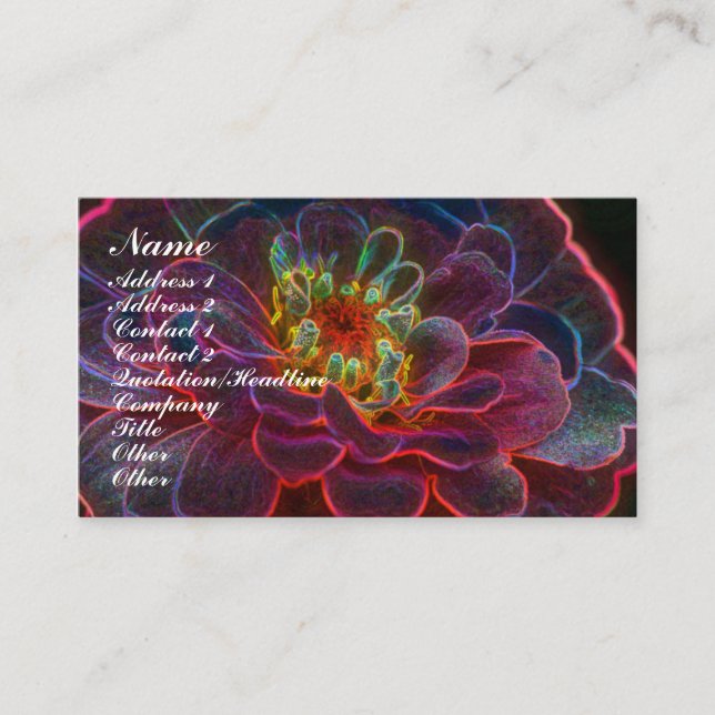 Carte de visite de fleurs Zinnia numérique (Devant)