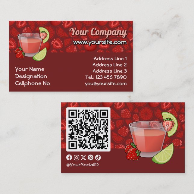 Carte de visite de fraise Daiquiri (Devant / Derrière)