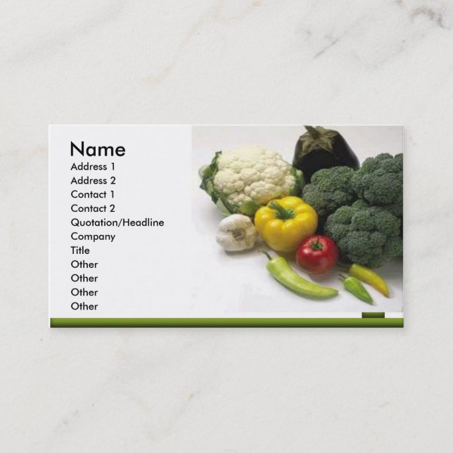 carte de visite de fruits et de légumes (Devant)