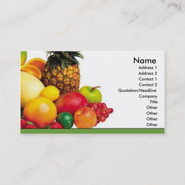 carte de visite de fruits et de légumes (Devant)