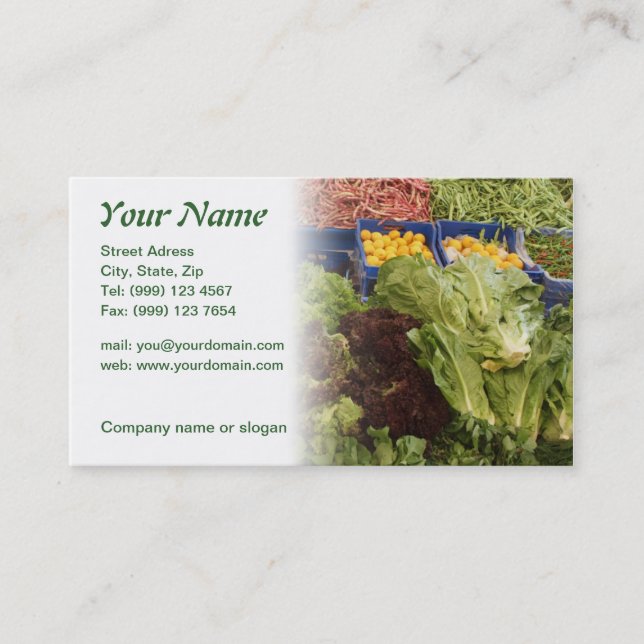 Carte de visite de fruits et de légumes (Devant)