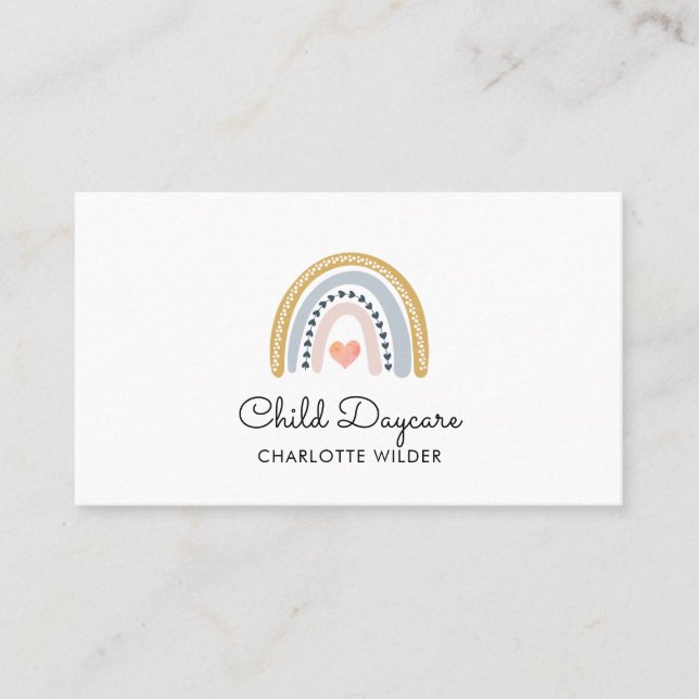 Carte de visite de garderie Boho Rainbow (Devant)