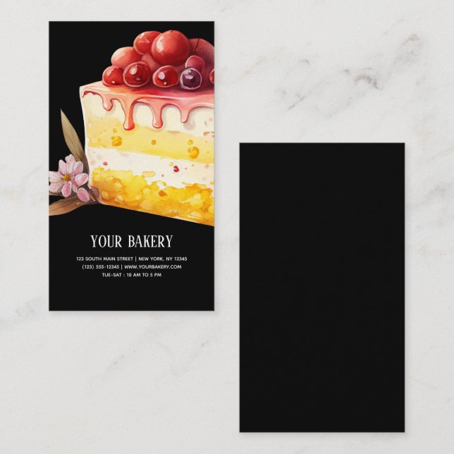 Carte de visite de gâteau cerise (Devant / Derrière)