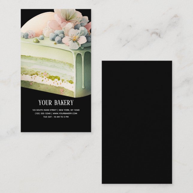 Carte de visite de gâteau Matcha (Devant / Derrière)