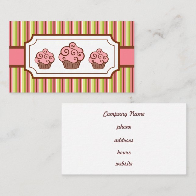 Carte de visite de gâteaux au chocolat rose (Devant / Derrière)