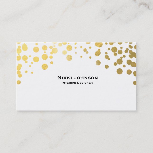 Carte de visite de glam Confetti à huile d'or blan (Devant)
