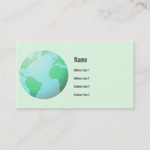 Carte de visite de globe de la terre
