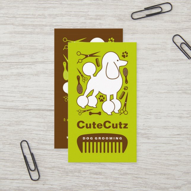 Carte de visite de Groomer de chien (Devant/Arrière en situation)