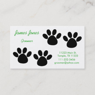 Carte de visite de Groomer de chien d'empreintes