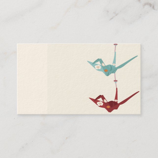 Carte de visite de grue Origami (Devant)