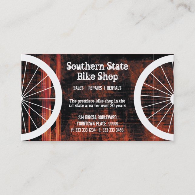 Carte de visite de grunge de magasin de vélo (Devant)