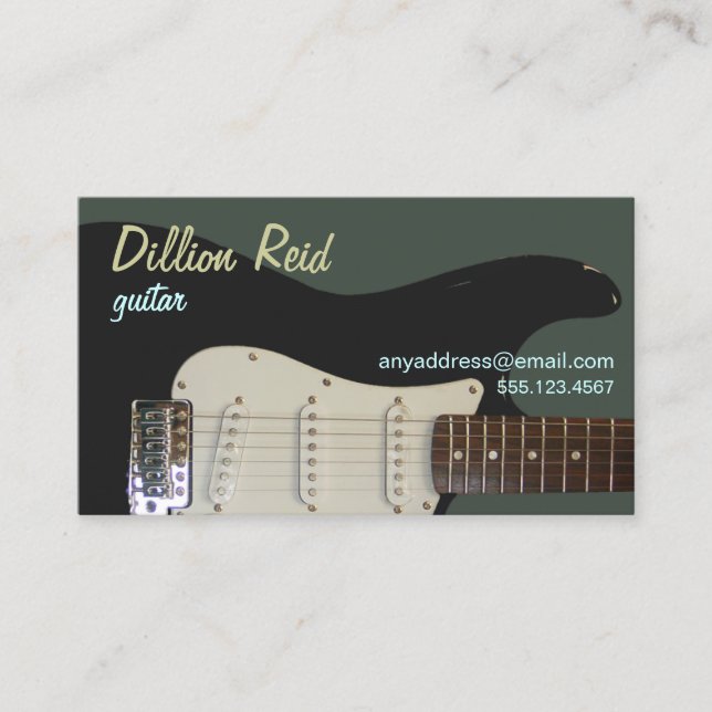 Carte de visite de guitare électrique noir (Devant)
